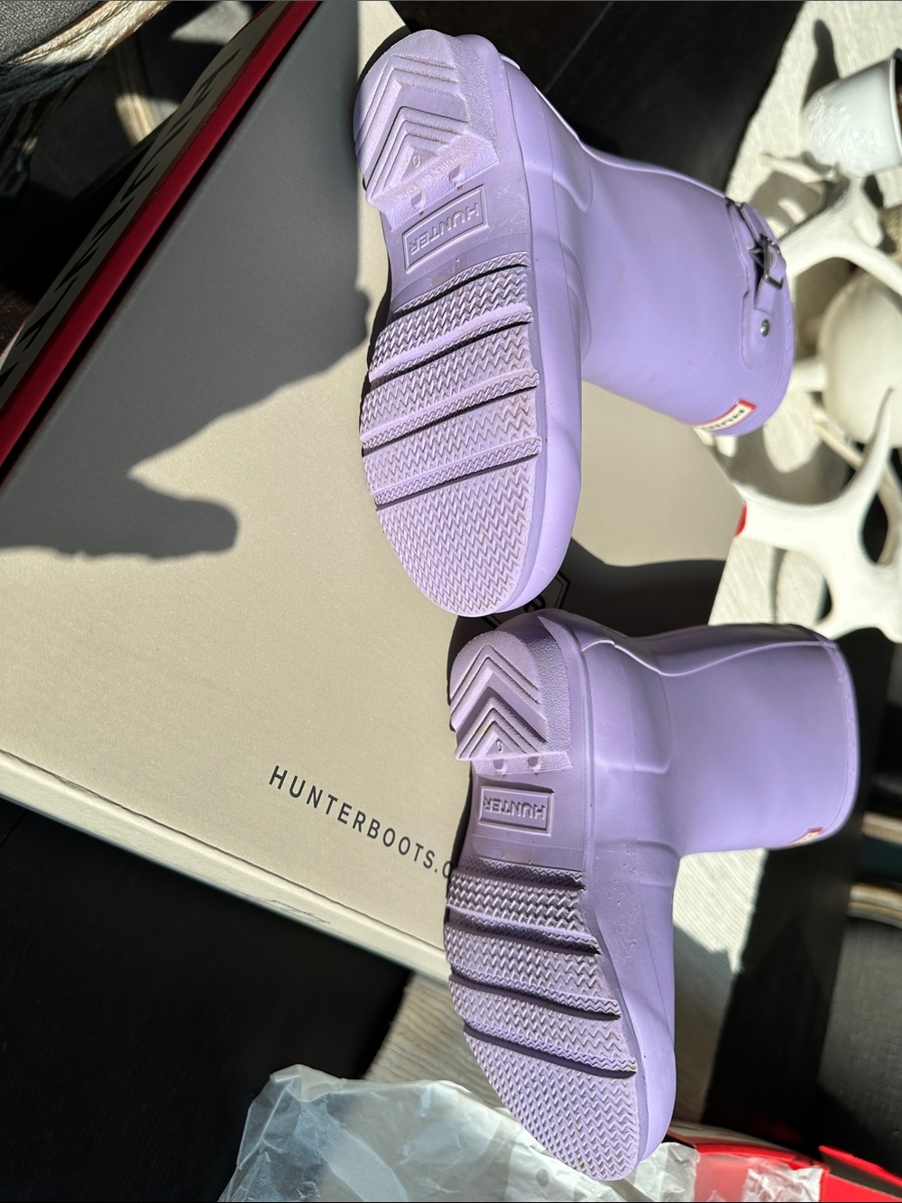 Hunter Original Lavender Rain Boots with Side Buckle B12 G13 Very Nice. - Picture 8 of 9